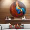 Designart - Blue and Orange Rooster' Disc Animal Circle Metal Wall Art